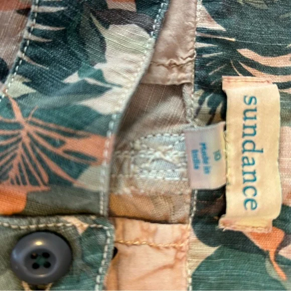Sundance Women’s Size 10 Lagoon Linen Blend Tropical Camo Cargo Pants  3889 - Picture 2 of 11